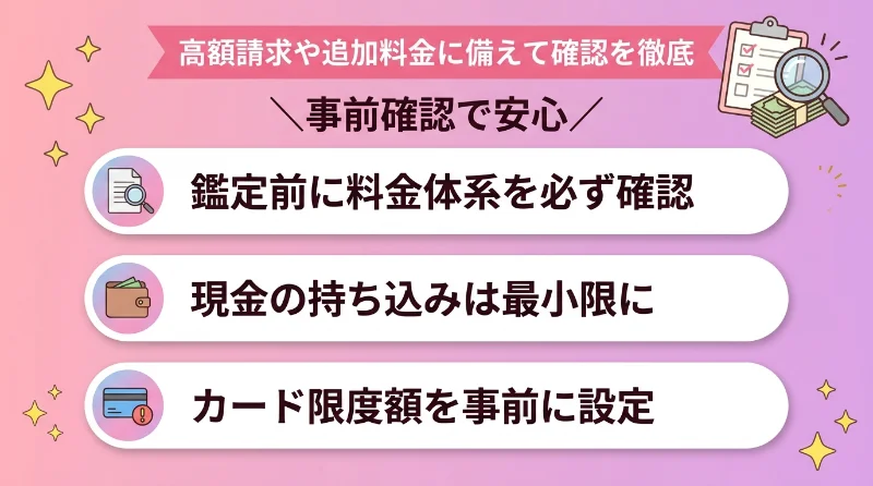 高額請求や追加料金に備えて確認を徹底