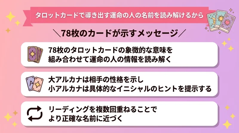 タロットカードで導き出す運命の人の名前を読み解けるから