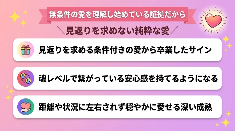 無条件の愛を理解し始めている証拠だから