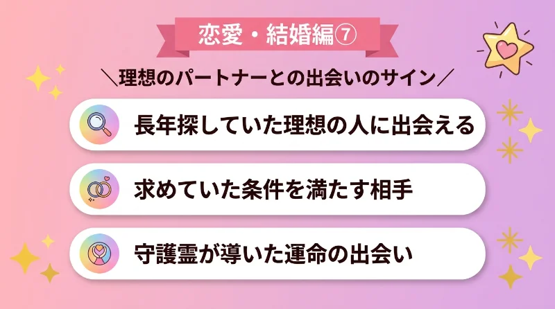 長年探していた理想のパートナーに巡り会える