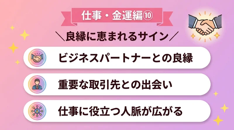 ビジネスパートナーや重要な取引先との良縁に恵まれる