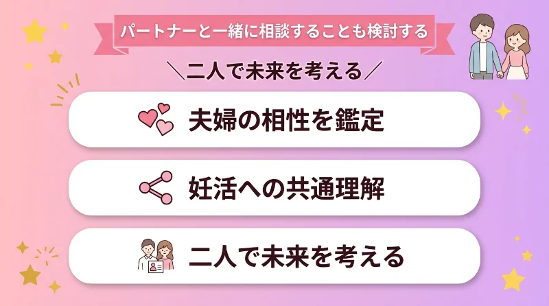 パートナーと一緒に相談することも検討する