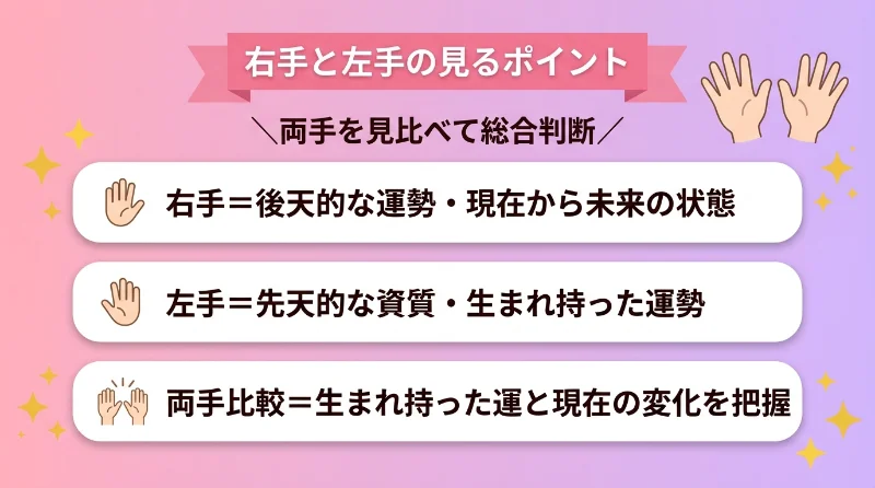 右手と左手の見るポイント